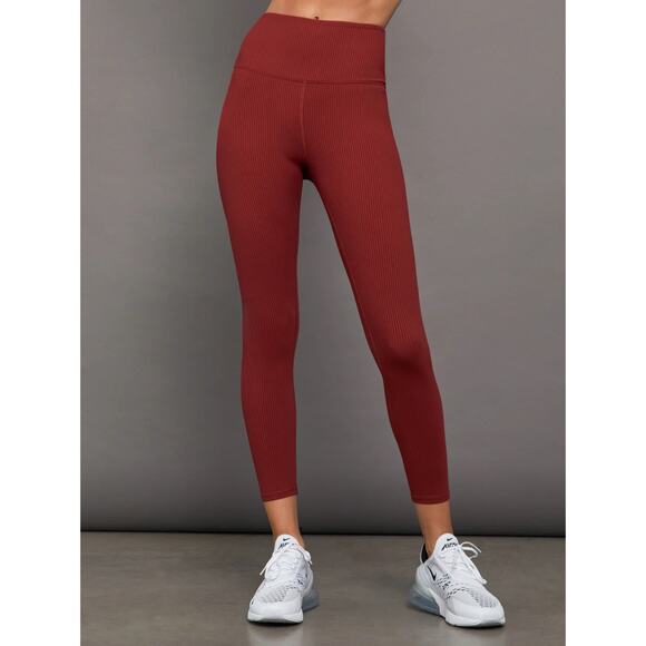 Carbon38 Pants - Carbon38 Merlot Ribbed 7/8 Yoga Leggings Small